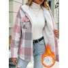Zeagoo Womens Flannel Jacket Plaid Fleece Lined Shacket Hooded Winter Coats(2-pink Gz695)