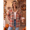 Zeagoo Womens Flannel Jacket Plaid Fleece Lined Shacket Hooded Winter Coats(3-orange Gz867)