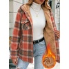Zeagoo Womens Flannel Jacket Plaid Fleece Lined Shacket Hooded Winter Coats(3-orange Gz867)