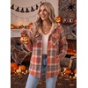 Zeagoo Womens Flannel Jacket Plaid Fleece Lined Shacket Hooded Winter Coats(3-orange Gz867)