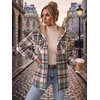 Zeagoo Womens Flannel Jacket Plaid Fleece Lined Shacket Hooded Winter Coats(Green Gz552)