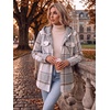 Zeagoo Womens Flannel Jacket Plaid Fleece Lined Shacket Hooded Winter Coats(Grey Gw568)
