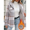 Zeagoo Womens Flannel Jacket Plaid Fleece Lined Shacket Hooded Winter Coats(Grey Gw568)