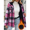 Zeagoo Womens Flannel Jacket Plaid Fleece Lined Shacket Hooded Winter Coats(Hot Pink Gz553)