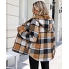 Zeagoo Womens Flannel Jacket Plaid Fleece Lined Shacket Hooded Winter Coats(Khaki Gz539)