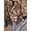 Zeagoo Womens Flannel Jacket Plaid Fleece Lined Shacket Hooded Winter Coats(Khaki Gz539)