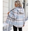 Zeagoo Womens Flannel Jacket Plaid Fleece Lined Shacket Hooded Winter Coats(Light Blue Gw570)