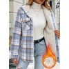 Zeagoo Womens Flannel Jacket Plaid Fleece Lined Shacket Hooded Winter Coats(Light Blue Gz866)