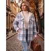 Zeagoo Womens Flannel Jacket Plaid Fleece Lined Shacket Hooded Winter Coats(Light Blue Gz866)