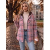 Zeagoo Womens Flannel Jacket Plaid Fleece Lined Shacket Hooded Winter Coats(Pink Gw571)