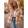 Zeagoo Womens Flannel Jacket Plaid Fleece Lined Shacket Hooded Winter Coats(Pumpkin-gw578)
