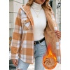 Zeagoo Womens Flannel Jacket Plaid Fleece Lined Shacket Hooded Winter Coats(Pumpkin-gw578)
