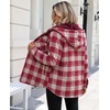 Zeagoo Womens Flannel Jacket Plaid Fleece Lined Shacket Hooded Winter Coats(Red Gz851)