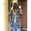 Zeagoo Womens Flannel Plaid Jacket Fleece Lined Shacket Hooded Warm Coat(Black)