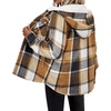 Zeagoo Womens Flannel Plaid Jacket Fleece Lined Shacket Hooded Warm Coat(Brown Plaid)