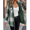 Zeagoo Womens Flannel Plaid Jacket Fleece Lined Shacket Hooded Warm Coat(Green Plaid)