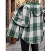 Zeagoo Womens Flannel Plaid Jacket Fleece Lined Shacket Hooded Warm Coat(Green Plaid)