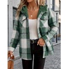 Zeagoo Womens Flannel Plaid Jacket Fleece Lined Shacket Hooded Warm Coat(Green Plaid)