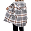 Zeagoo Womens Flannel Plaid Jacket Fleece Lined Shacket Hooded Warm Coat(Grey Plaid)