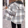 Zeagoo Womens Flannel Plaid Jacket Fleece Lined Shacket Hooded Warm Coat(Grey-gw568)