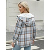 Zeagoo Womens Flannel Plaid Jacket Fleece Lined Shacket Hooded Warm Coat(Light Blue)