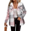 Zeagoo Womens Flannel Plaid Jacket Fleece Lined Shacket Hooded Warm Coat(Light Pink Plaid)