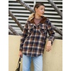 Zeagoo Womens Flannel Plaid Jacket Fleece Lined Shacket Hooded Warm Coat(Navy Blue)