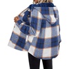 Zeagoo Womens Flannel Plaid Jacket Fleece Lined Shacket Hooded Warm Coat(Navy Blue Plaid)