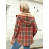 Zeagoo Womens Flannel Plaid Jacket Fleece Lined Shacket Hooded Warm Coat(Orange)