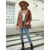 Zeagoo Womens Flannel Plaid Jacket Fleece Lined Shacket Hooded Warm Coat(Orange)