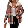 Zeagoo Womens Flannel Plaid Jacket Fleece Lined Shacket Hooded Warm Coat(Orange Plaid)