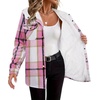 Zeagoo Womens Flannel Plaid Jacket Fleece Lined Shacket Hooded Warm Coat(Pink Plaid)