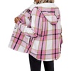 Zeagoo Womens Flannel Plaid Jacket Fleece Lined Shacket Hooded Warm Coat(Pink Plaid)