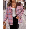 Zeagoo Womens Flannel Plaid Jacket Fleece Lined Shacket Hooded Warm Coat(Pink-gw571)