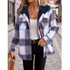 Zeagoo Womens Flannel Plaid Jacket Fleece Lined Shacket Hooded Warm Coat(Purple-gw579)