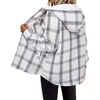 Zeagoo Womens Flannel Plaid Jacket Fleece Lined Shacket Hooded Warm Coat(White Plaid)