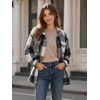 Zeagoo Women’s Flannel Plaid Shacket Long Sleeve Button Down Jacket S-2XL(A-gray)