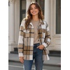 Zeagoo Women’s Flannel Plaid Shacket Long Sleeve Button Down Jacket S-2XL(A-khaki)
