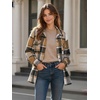 Zeagoo Women’s Flannel Plaid Shacket Long Sleeve Button Down Jacket S-2XL(Brown)