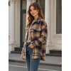 Zeagoo Women’s Flannel Plaid Shacket Long Sleeve Button Down Jacket S-2XL(Brown-blue)