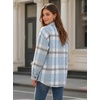 Zeagoo Women’s Flannel Plaid Shacket Long Sleeve Button Down Jacket S-2XL(Gray-blue)