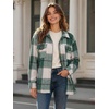 Zeagoo Women’s Flannel Plaid Shacket Long Sleeve Button Down Jacket S-2XL(Green)