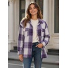 Zeagoo Women’s Flannel Plaid Shacket Long Sleeve Button Down Jacket S-2XL(Purple)