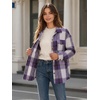 Zeagoo Women’s Flannel Plaid Shacket Long Sleeve Button Down Jacket S-2XL(Purple)