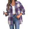 Zeagoo Women’s Flannel Plaid Shacket Long Sleeve Button Down Jacket S-2XL(Purple)