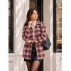 Zeagoo Women’s Flannel Plaid Shacket Long Sleeve Button Down Jacket S-2XL(Red)