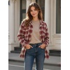 Zeagoo Women’s Flannel Plaid Shacket Long Sleeve Button Down Jacket S-2XL(Red)