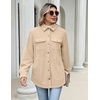 Zeagoo Womens Fleece Jackets Corduroy Shackets Snap Casual Fall Coat(Beige)