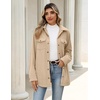 Zeagoo Womens Fleece Jackets Corduroy Shackets Snap Casual Fall Coat(Beige)