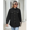 Zeagoo Womens Fleece Jackets Corduroy Shackets Snap Casual Fall Coat(Black)